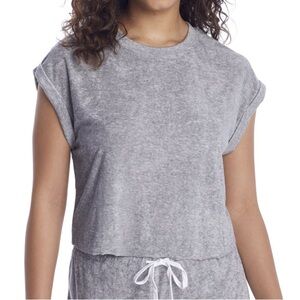 Gray Terry Cloth Honeydew Intimates Short Sleeve T-Shirt [Extra Small / XS]